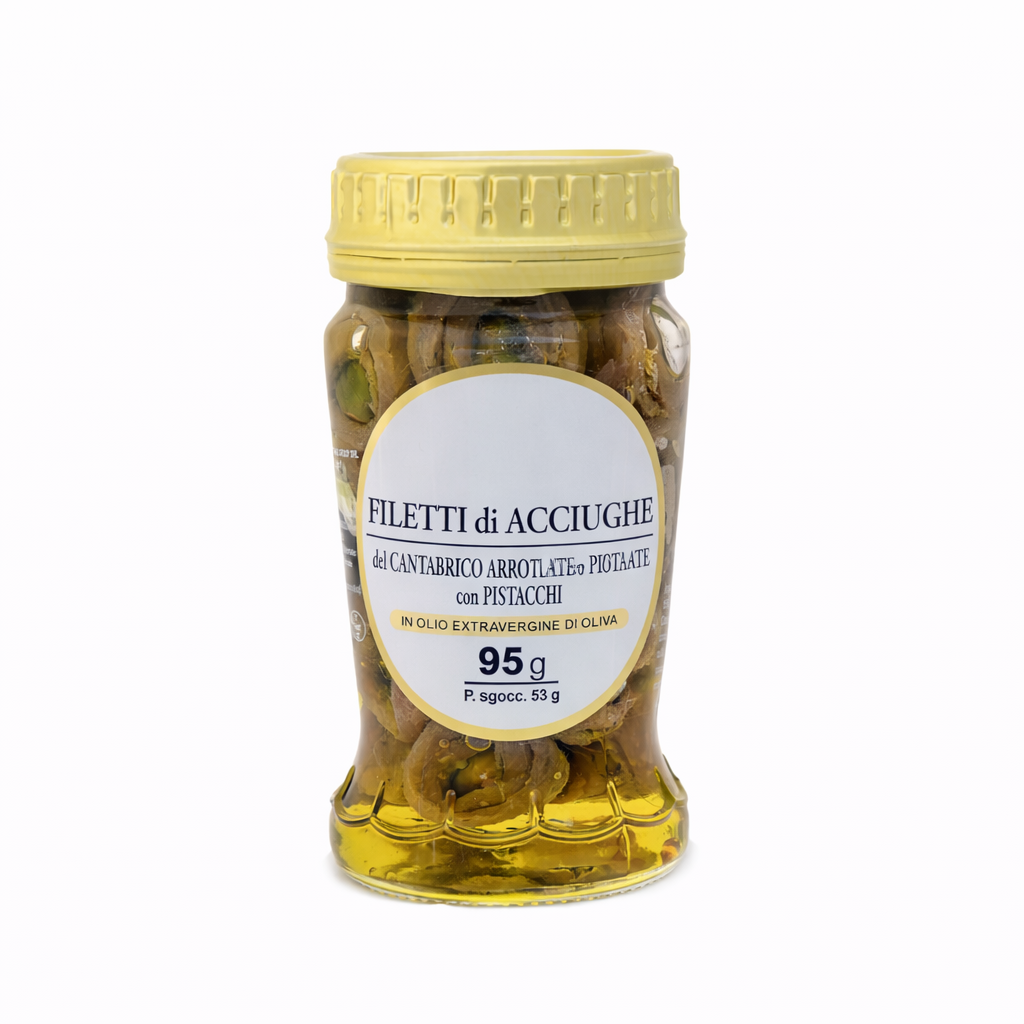 Filetti di Acciughe arrotolati con Pistacchio
