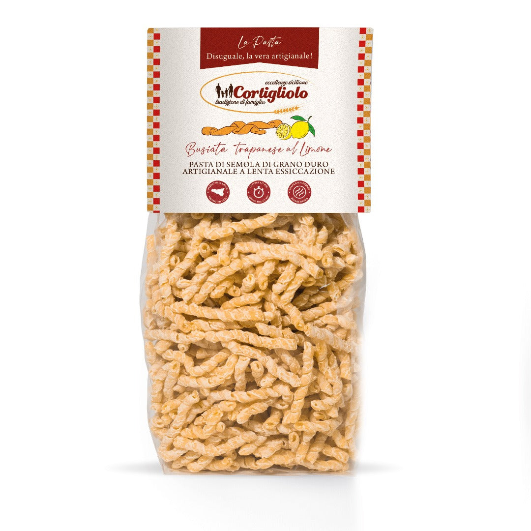 Pasta busiata trapanese al limone artigianale siciliana
