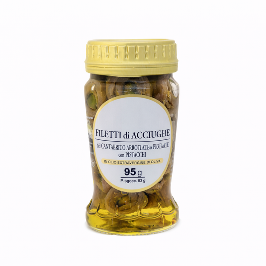 Filetti di Acciughe arrotolati con Pistacchio