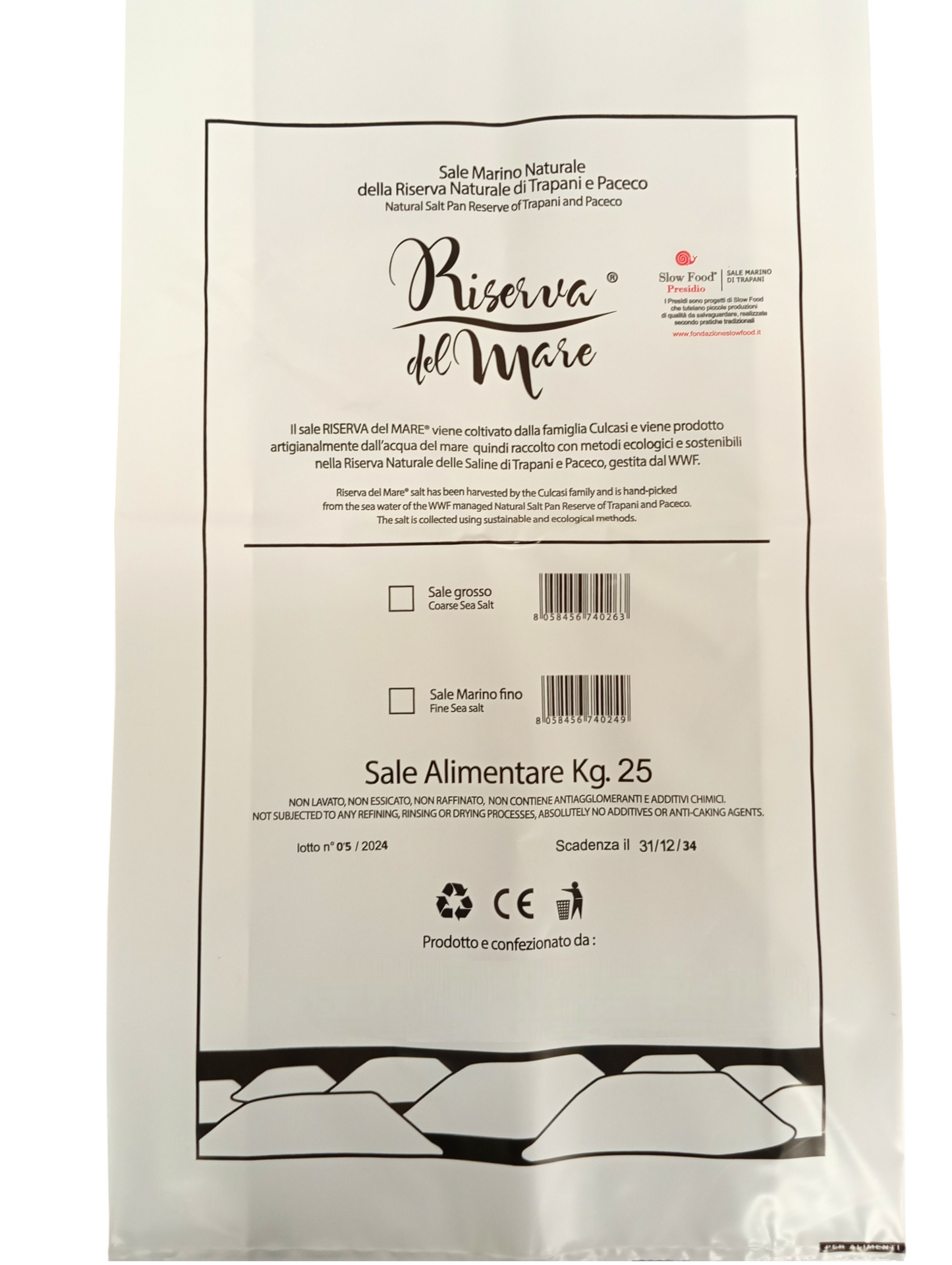 Sale integrale artigianale Presidio Slow Food macina grossa 25 kg