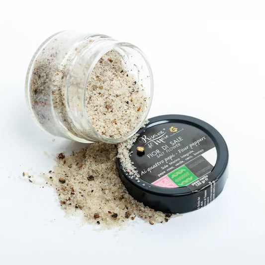 Fior di Sale aromatizzato ai quattro pepi Presidio Slow Food 120g