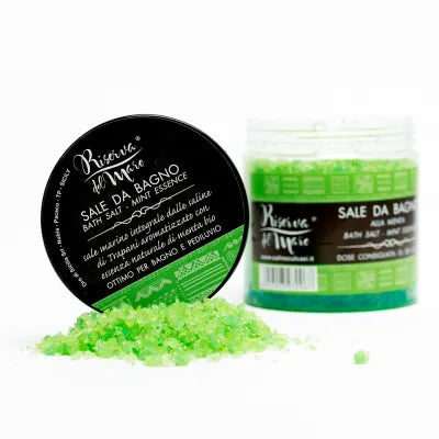 Sale da Bagno Naturale con Oli Essenziali – Rilassante e Rivitalizzante – Purificante, Idratante e Aromaterapico – 500g (Menta)